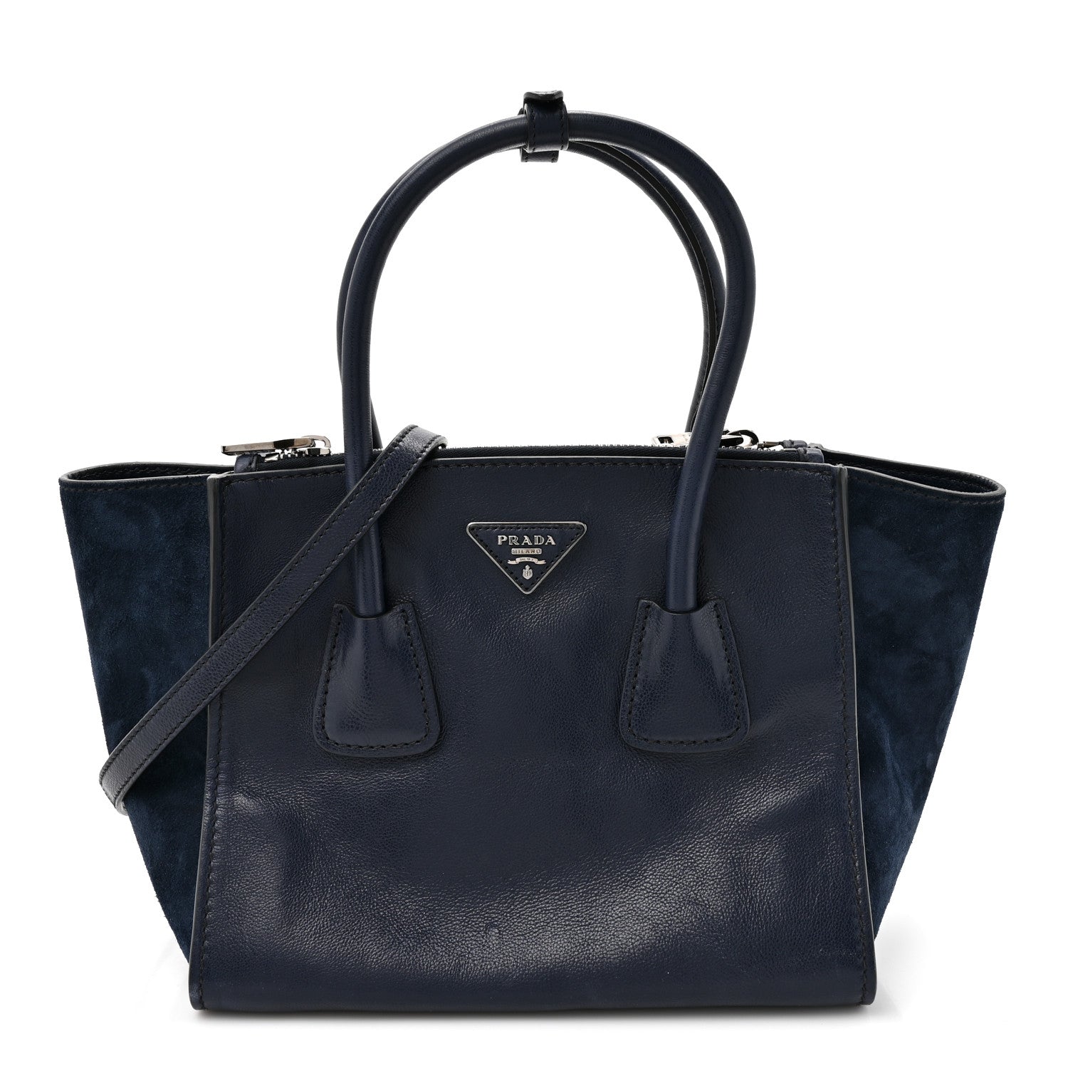 Prada Glace Calf Scamosciato Twin Pocket Tote Baltico 1 of 10