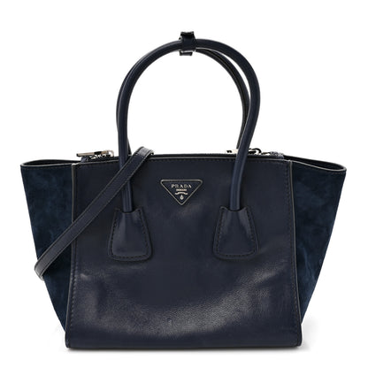 Prada Glace Calf Scamosciato Twin Pocket Tote Baltico 1 of 10