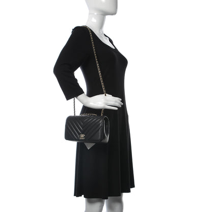 Chanel Calfskin Chevron Quilted Mini Statement Flap Black 2 of 10