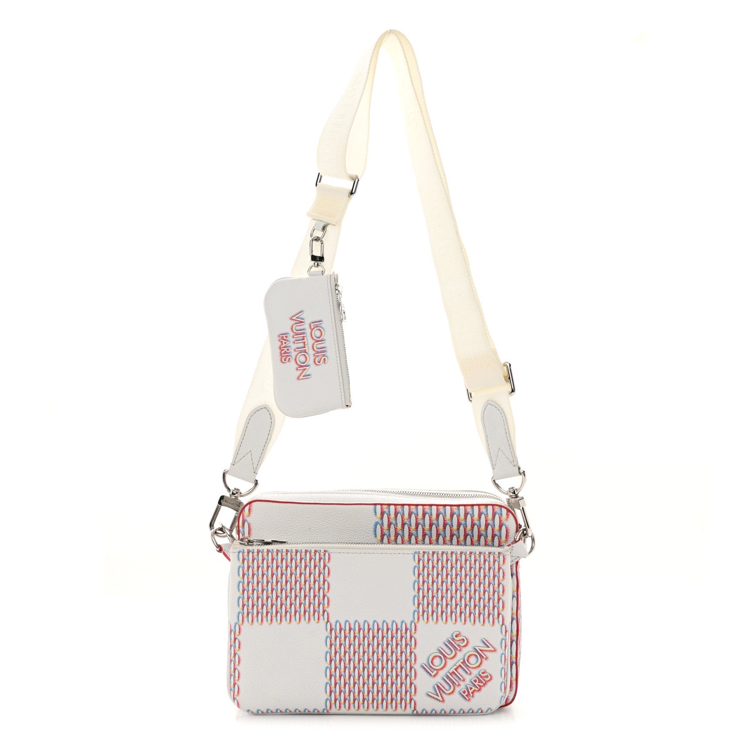Louis Vuitton Cowhide Damier Spray Trio Messenger Bag White 1 of 10