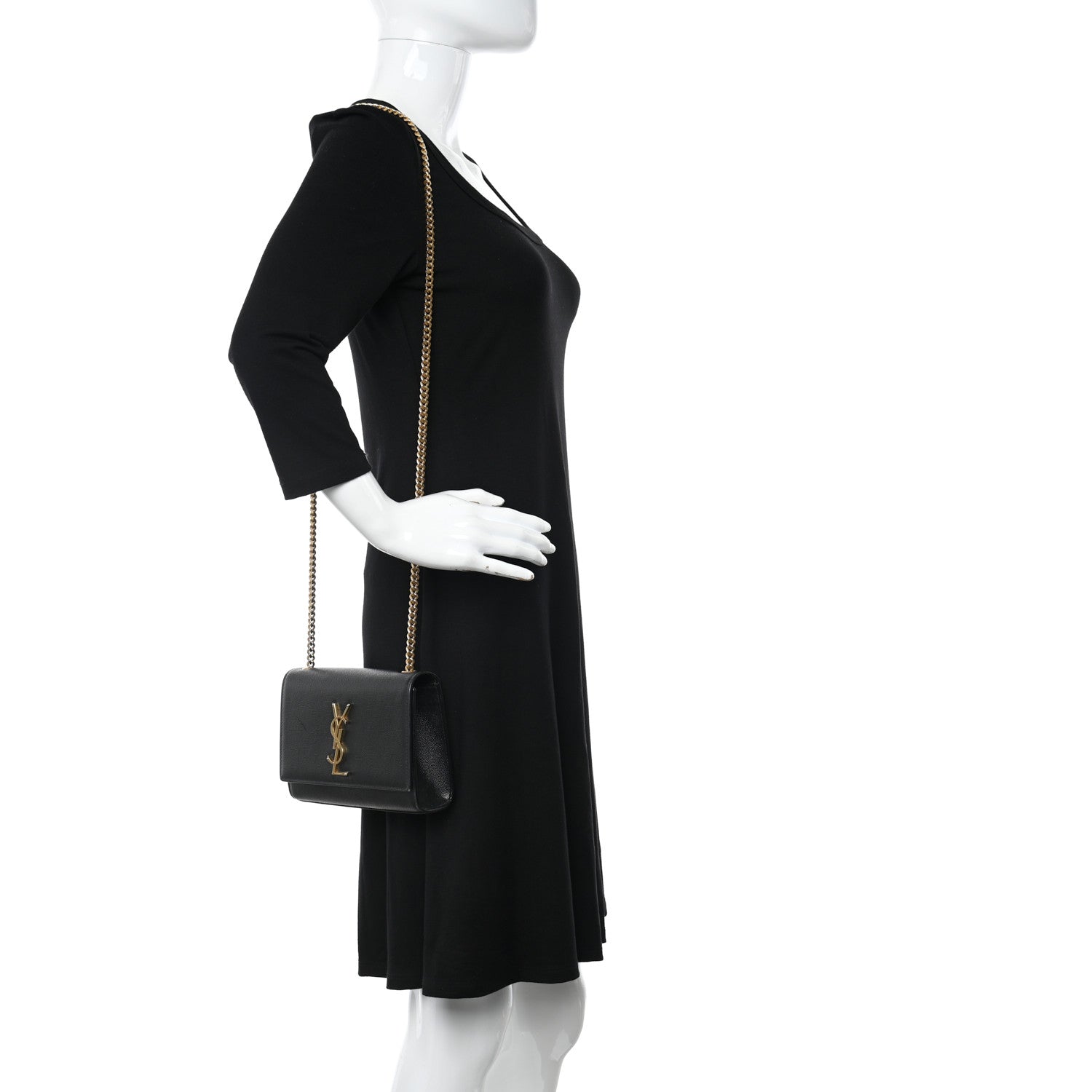 Saint Laurent Grain De Poudre Small Monogram Kate Satchel Black 2 of 14