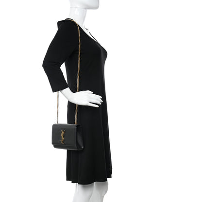Saint Laurent Grain De Poudre Small Monogram Kate Satchel Black 2 of 14