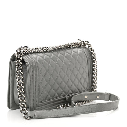 Chanel Metallic Caviar Quilted Medium Boy Flap Silver 3 of 10