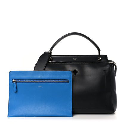 Fendi Vitello Baltico Dolce DotCom Satchel Black Blue Royal 1 of 11