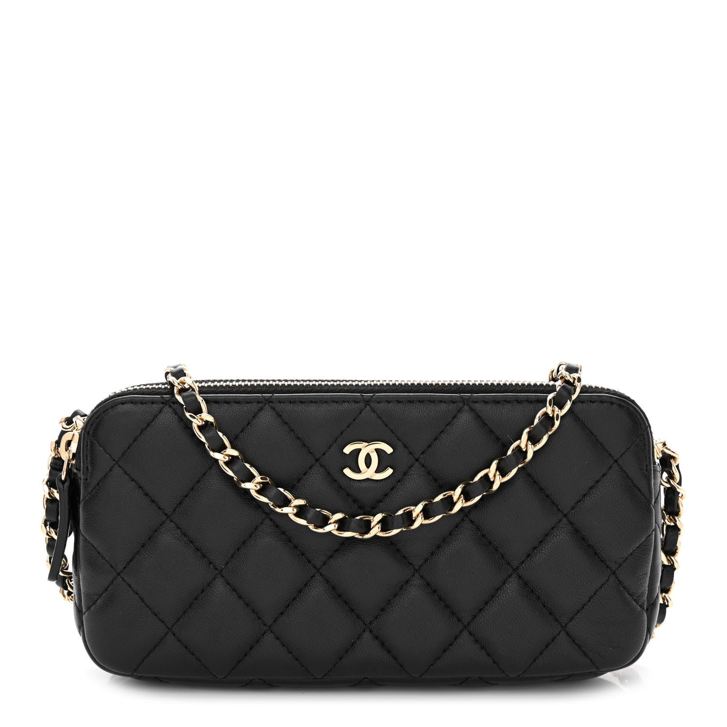 Chanel Lambskin Quilted Small Clutch With Chain Black 1 of 14