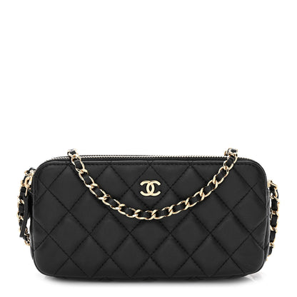 Chanel Lambskin Quilted Small Clutch With Chain Black 1 of 14