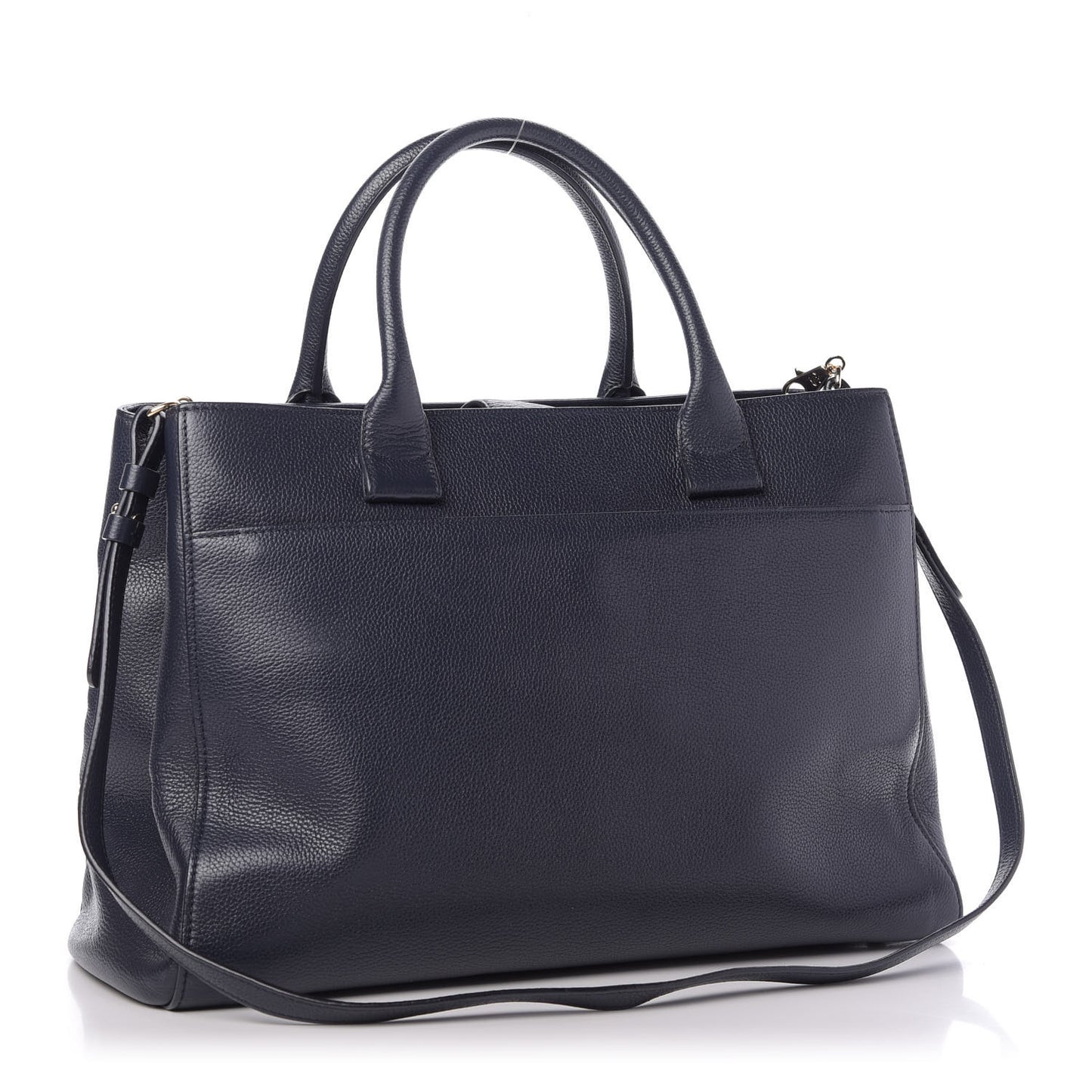 Grained Calfskin Large Neo Executive Shopper Tote Dark Blue