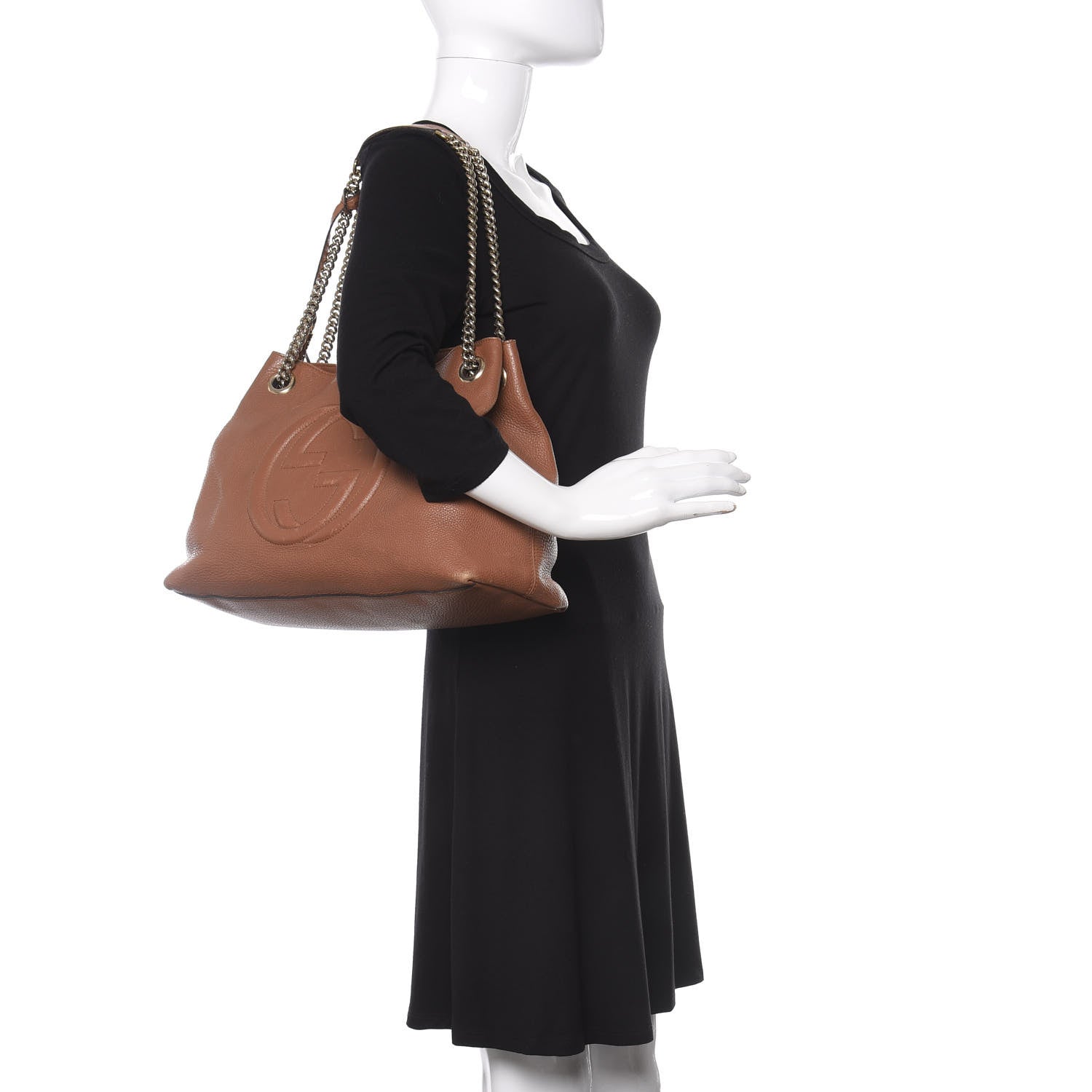 Gucci Pebbled Calfskin Medium Soho Chain Shoulder Bag Maple Brown 2 of 10