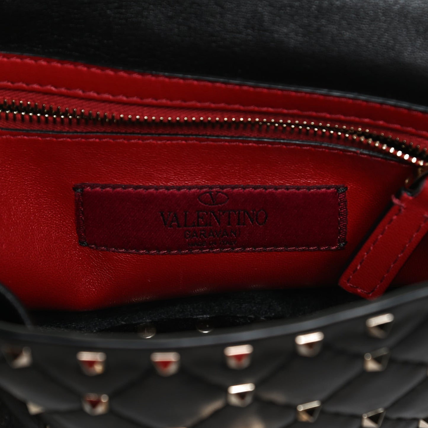 Lambskin Medium Rockstud Spike Shoulder Bag Black