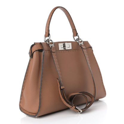 Fendi Cuoio Romano Selleria Bi-Color Medium Peekaboo Iconic Satchel Mou Deserto 3 of 13