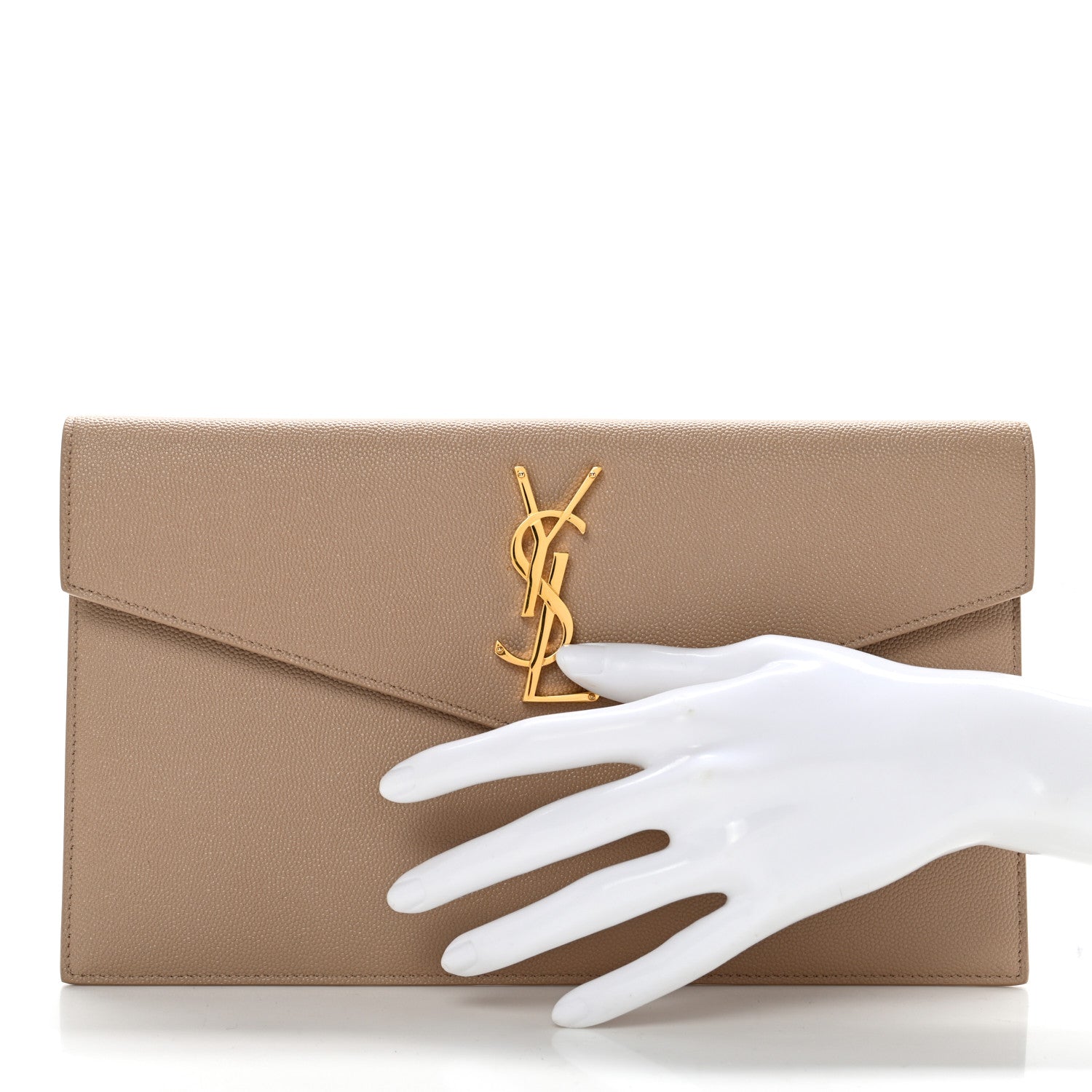 Saint Laurent Grain De Poudre Uptown Pouch Dark Beige 2 of 9