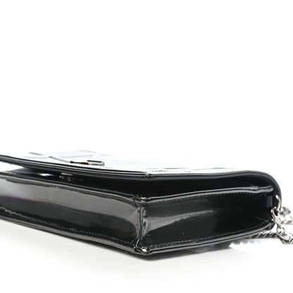 Christian Dior Metallic Patent Micro-Cannage Diorama Wallet on Chain Pouch Onyx Black 10 of 11
