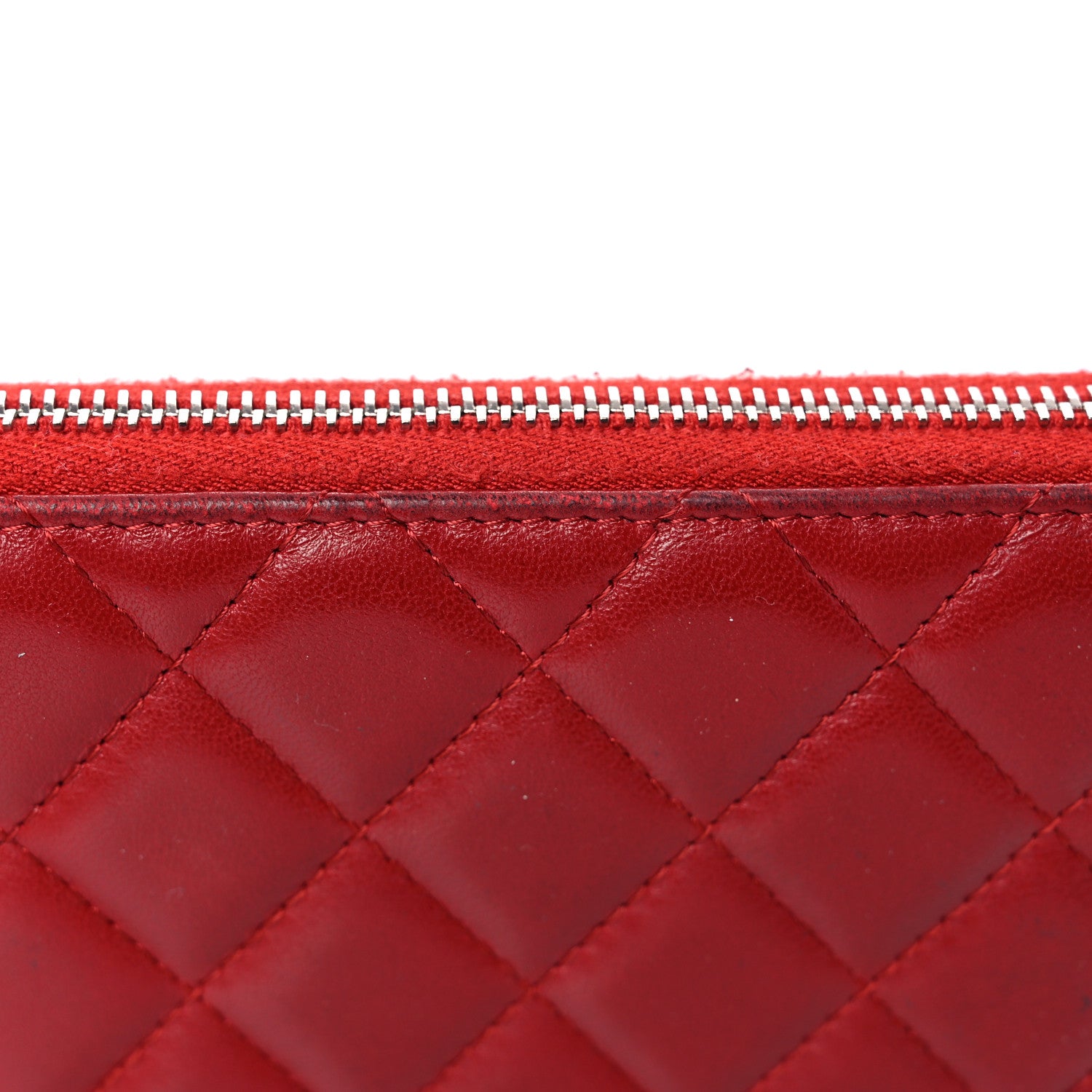 Chanel Lambskin Quilted Gusset Zip Around Wallet Red 18 of 25