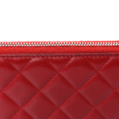 Chanel Lambskin Quilted Gusset Zip Around Wallet Red 18 of 25