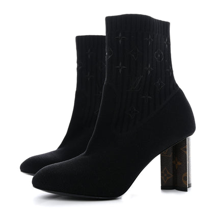 Louis Vuitton Monogram Stretch Fabric Silhouette Ankle Boots 40 Black 3 of 10
