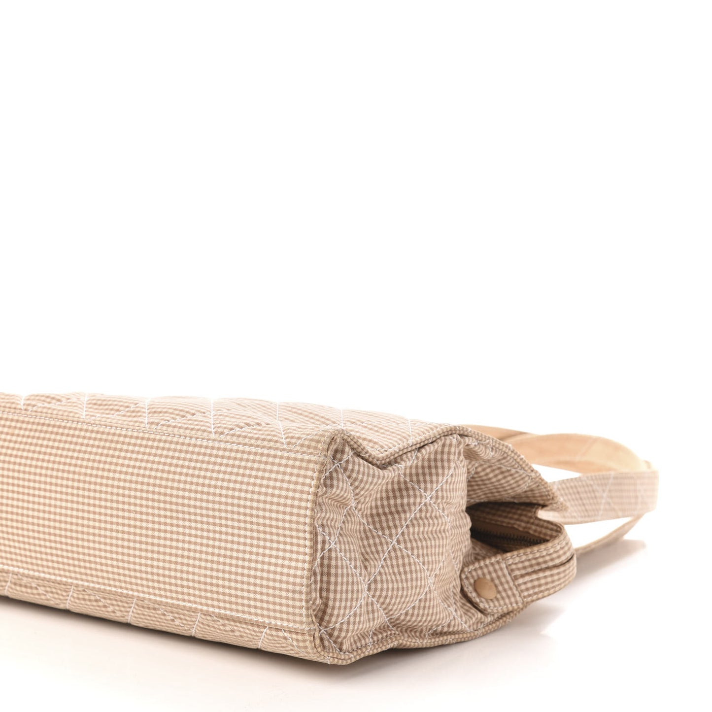 Toile Gingham Quilted CC Tote Shoulder Bag Beige