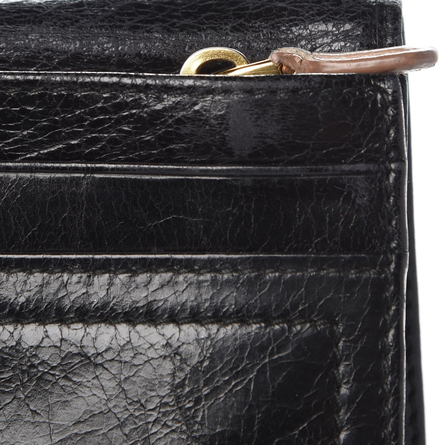 Vitello Shine Zip Flap Wallet Black