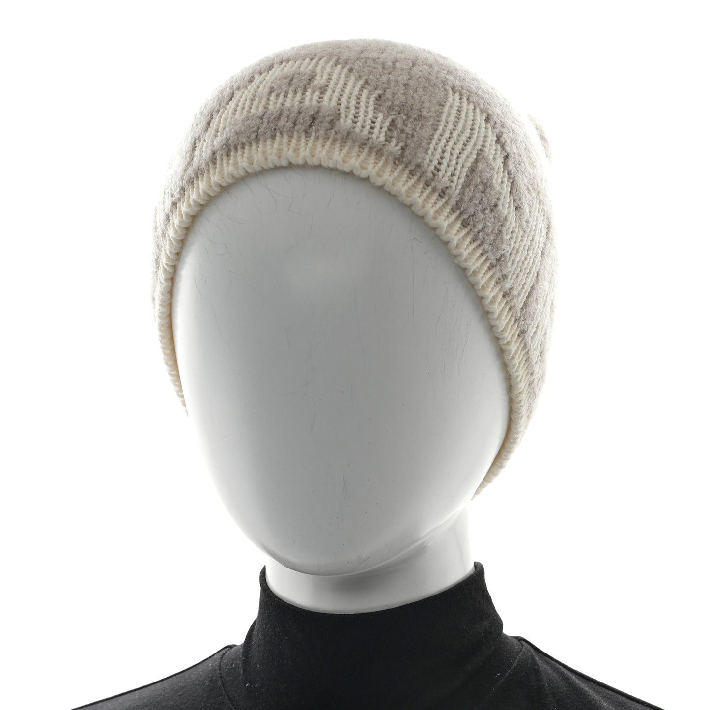 Cashmere Wool Silk Logo Beanie Hat Beige White