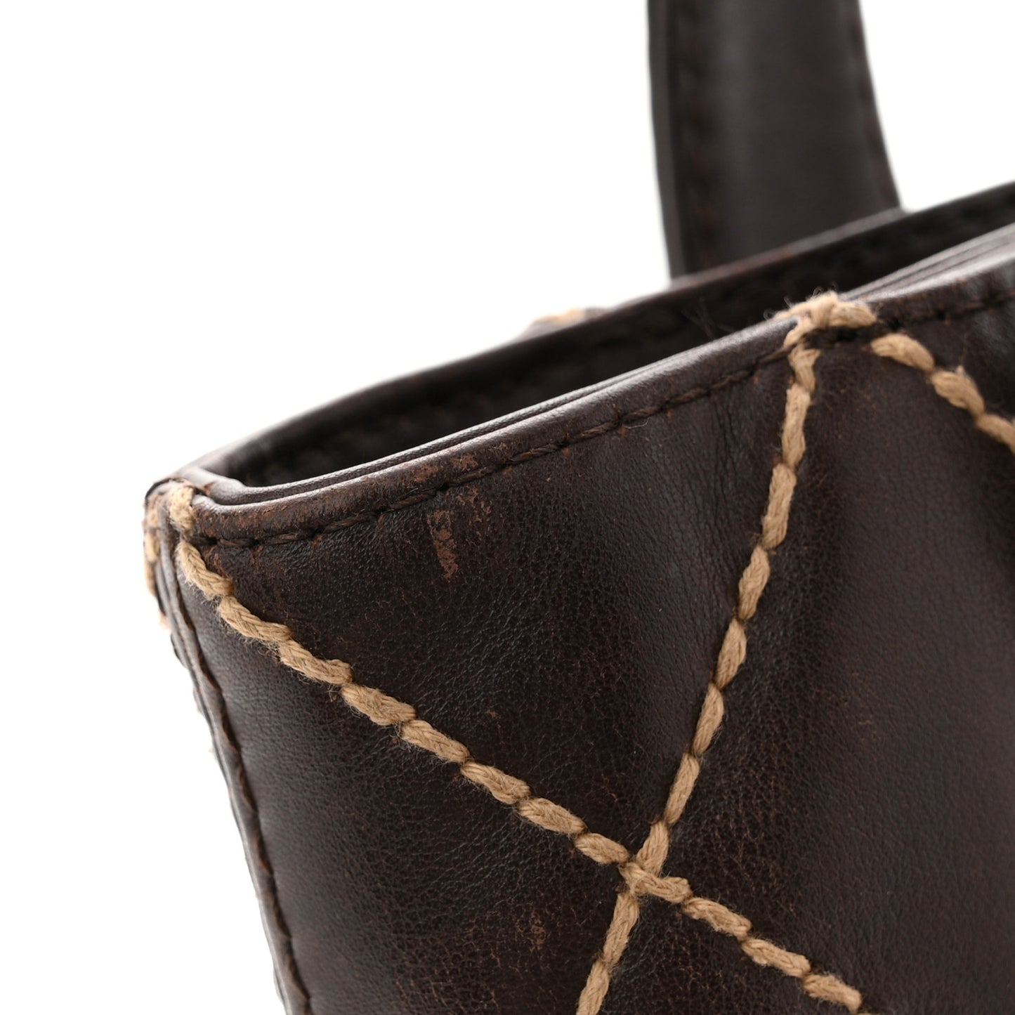 Calfskin Wild Stitch Tote Brown