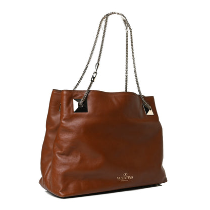 Valentino Garavani Calfskin Macro Rockstud Chain Shoulder Bag Brown 3 of 16