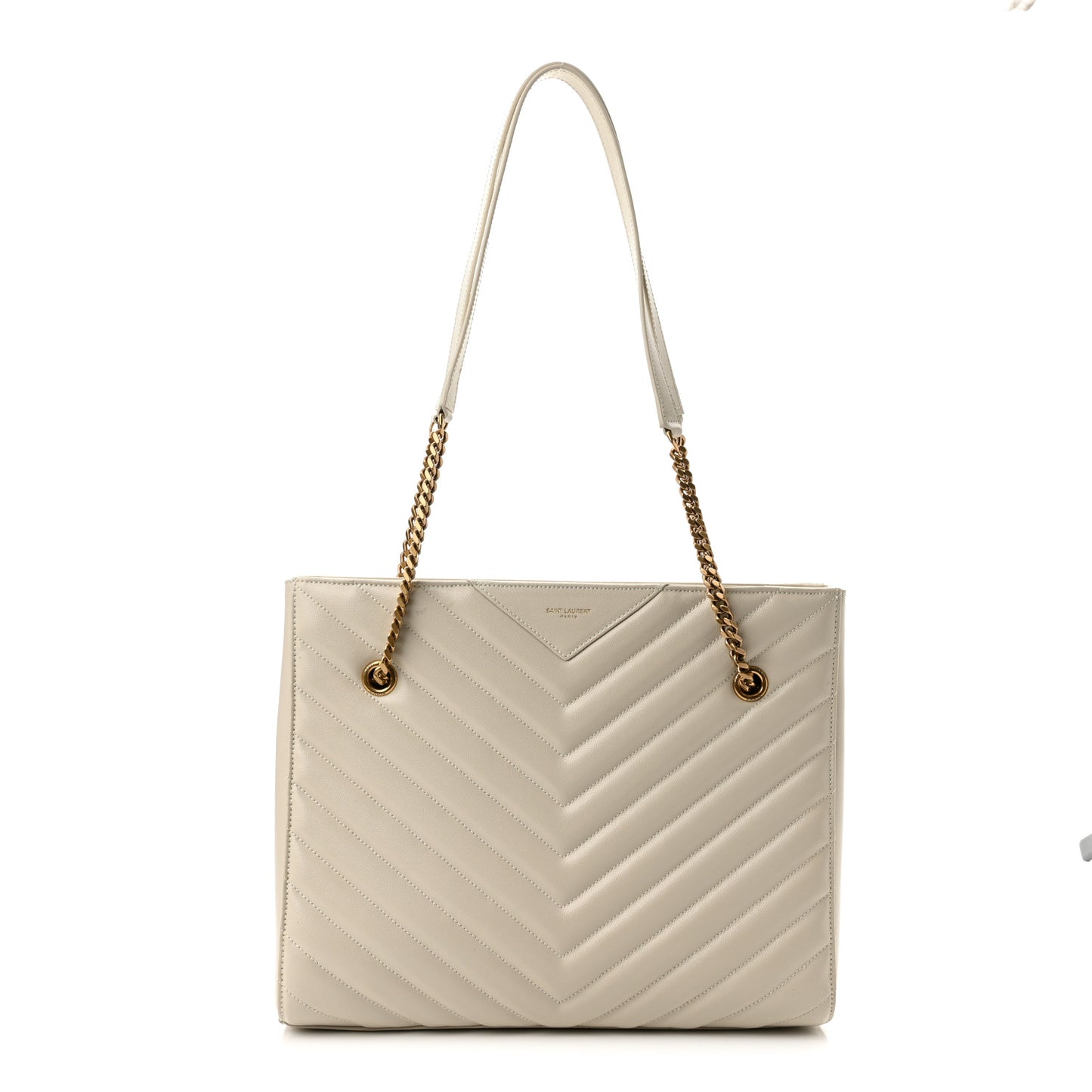 Grain De Poudre Matelasse Chevron Medium Tribeca Shopping Bag Crema Soft