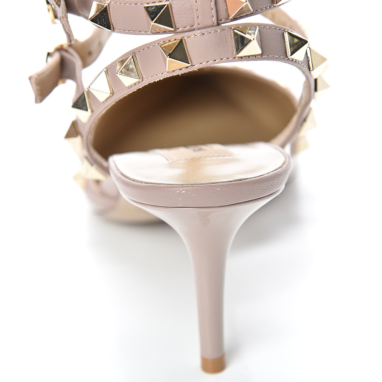Valentino Garavani Patent Rockstud Ankle Strap Low Heel Pumps 39 Poudre 8 of 9