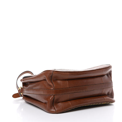 Gucci Tweed Calfskin Lizard Embossed Side Messenger Bag Brown 3 of 11