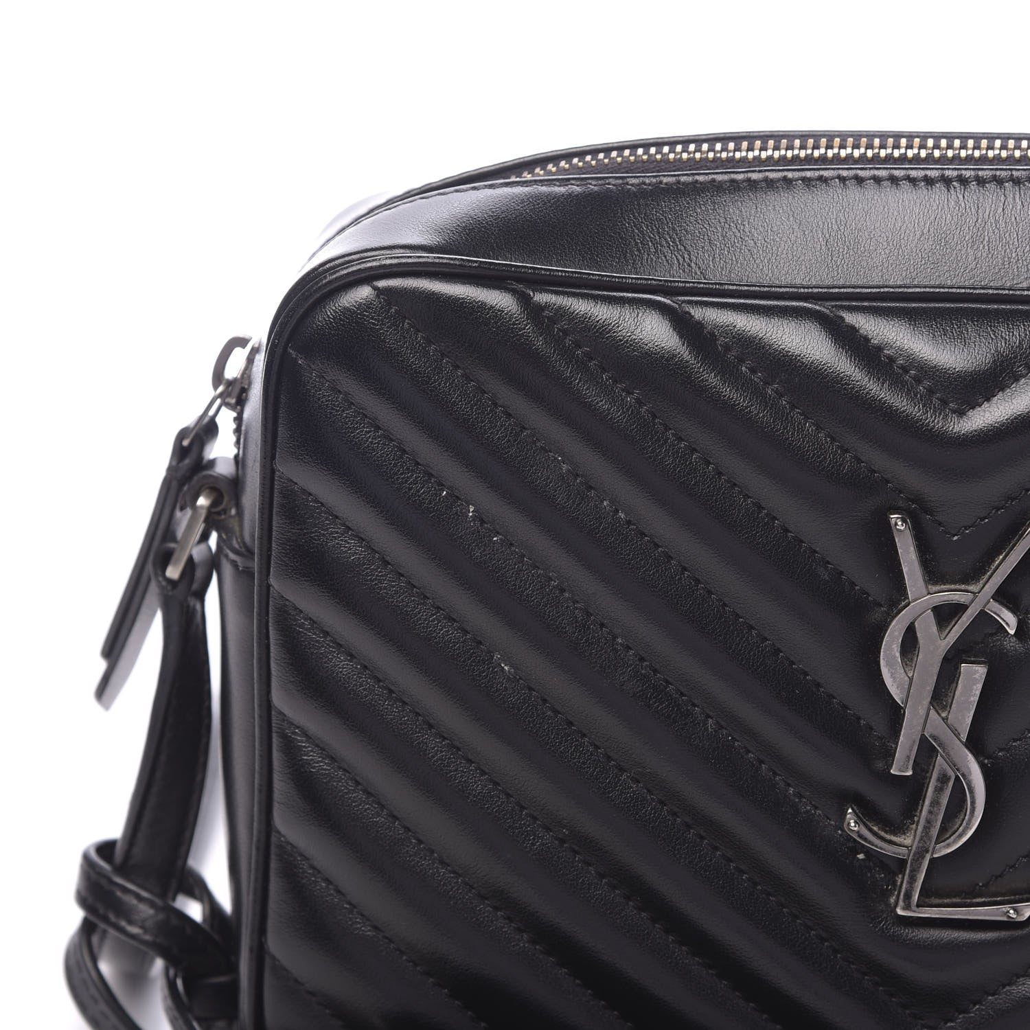 Saint Laurent Calfskin Matelasse Monogram Lou Camera Bag Black 8 of 11