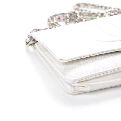 Chanel Caviar Timeless CC Wallet on Chain WOC White 10 of 13