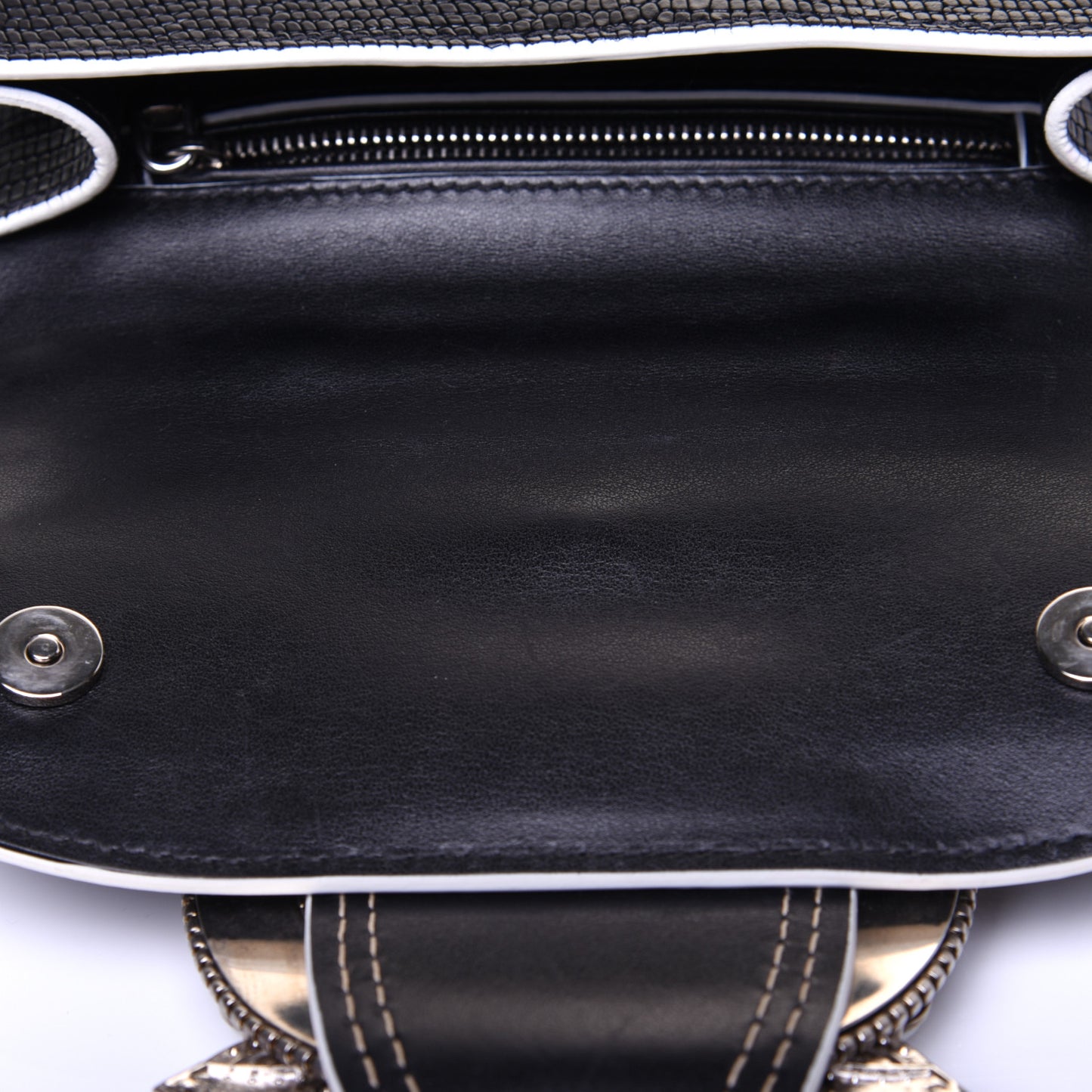 Embossed Lizard Calfskin Crystal Embellished Saint Lucertola Shoulder Bag Black