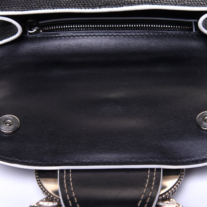 Miu Miu Embossed Lizard Calfskin Crystal Embellished Saint Lucertola Shoulder Bag Black 14 of 14
