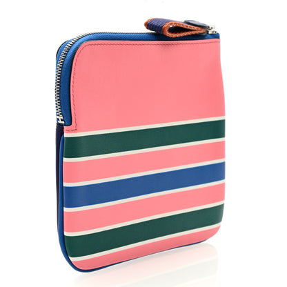 Hermes Swift Couverture Nouvelle Carre Pocket Pouch Bleu Encre Rose D'Ete 3 of 6