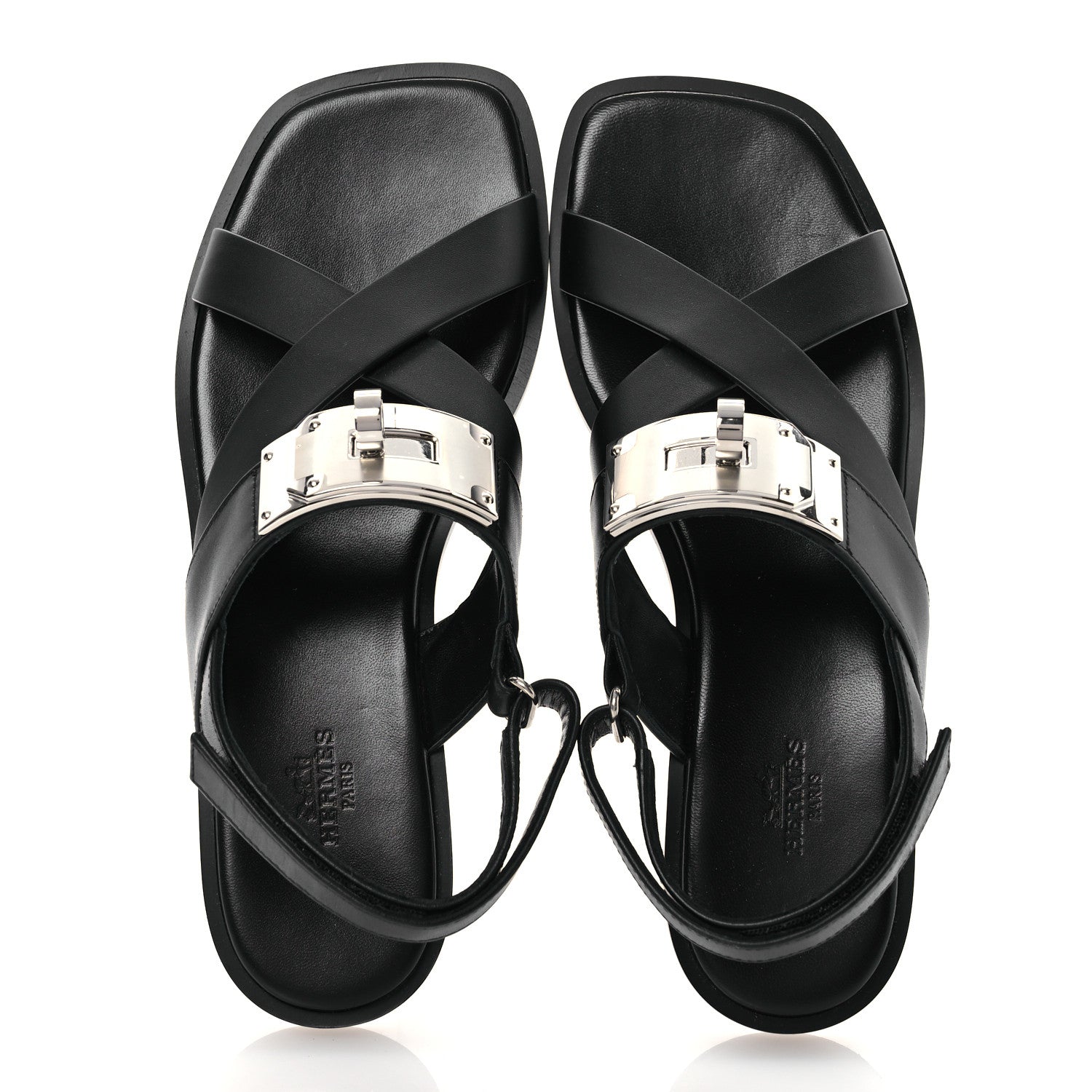 Hermes Calfskin Womens Ines Sandals 38 Black 2 of 14