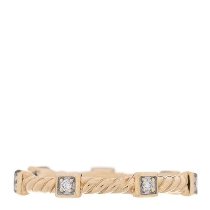 David Yurman 18K Yellow Gold Diamond Cable Collectibles Stack Ring 49 5 3 of 4