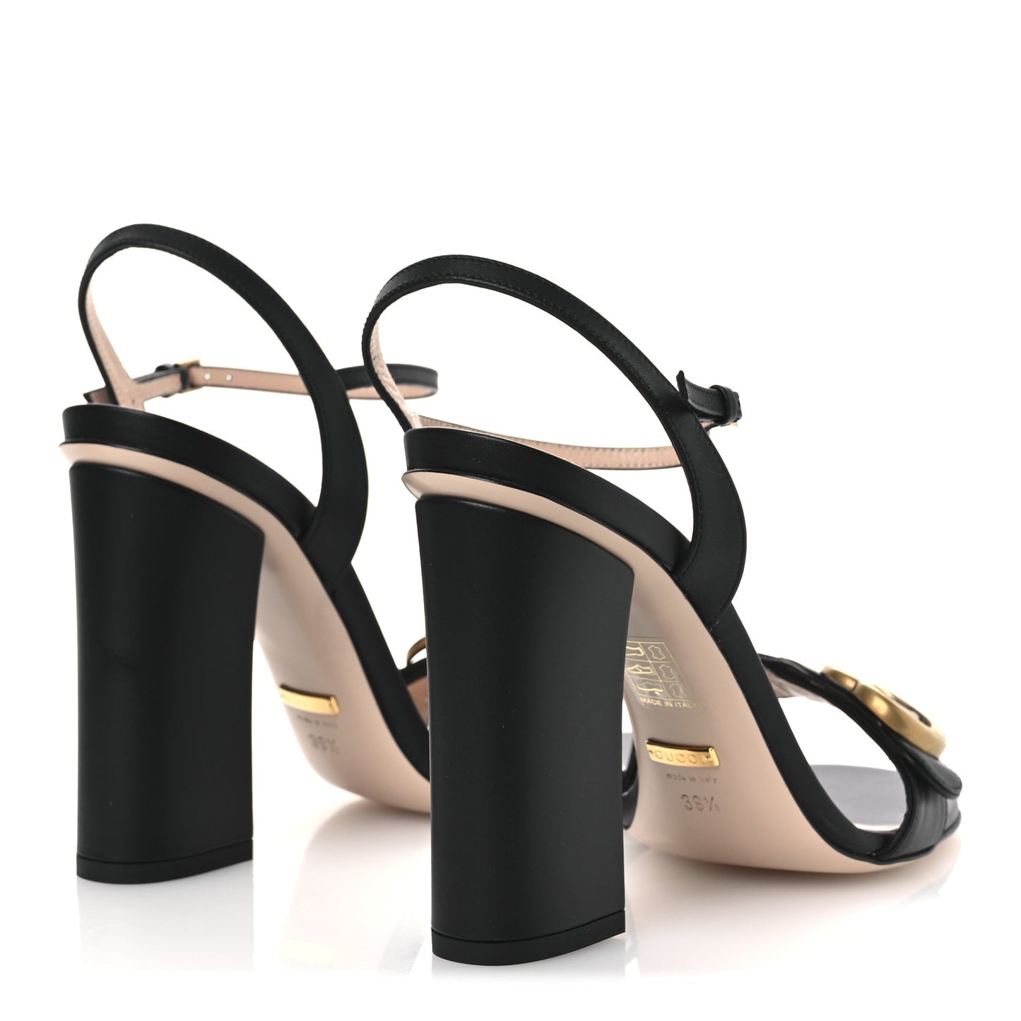 Lifford Calfskin GG Marmont Ankle Wrap 105mm Sandals 39.5 Black