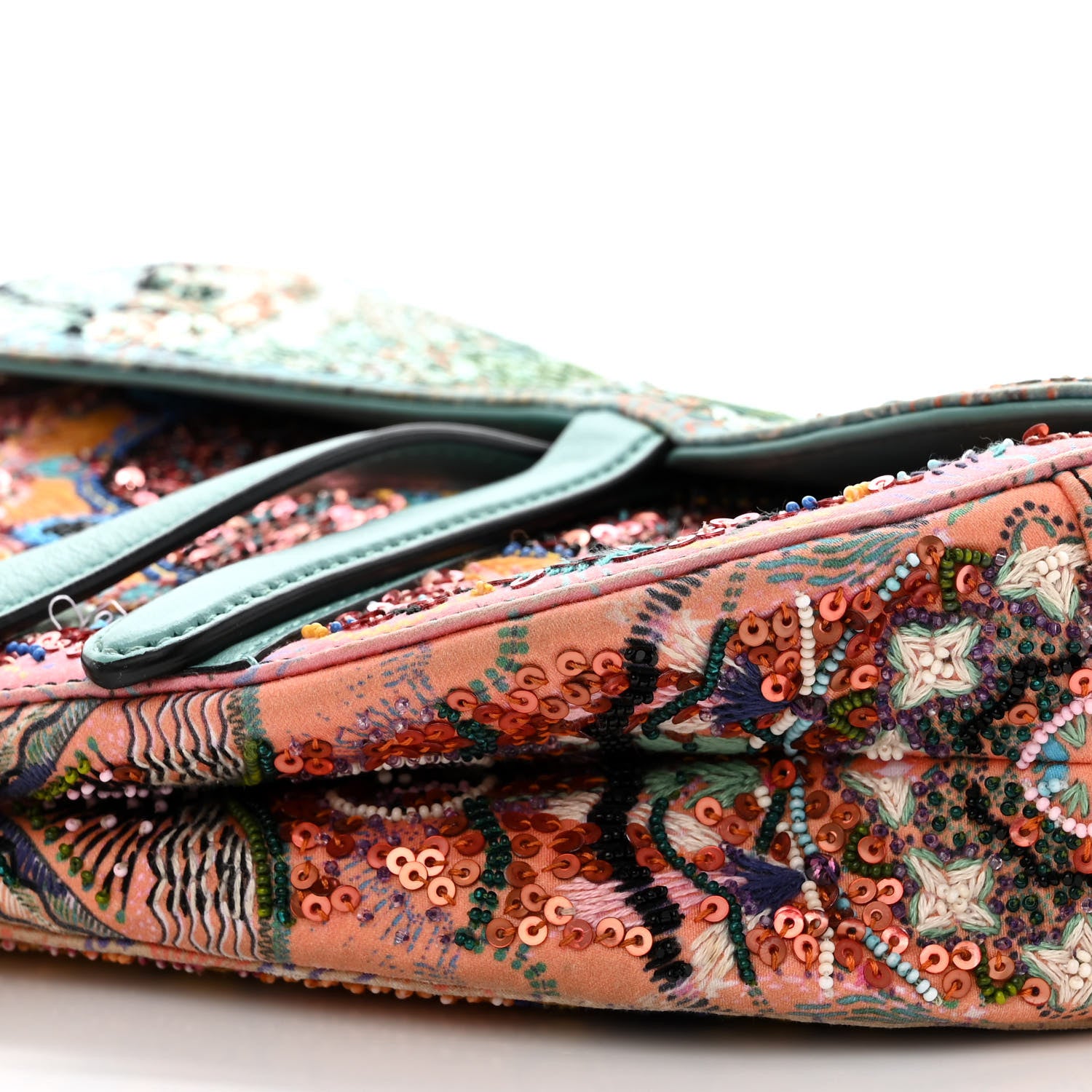 Christian Dior Satin Beaded Saddle Bag Pink Multicolor 10 of 10