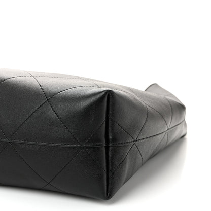 Chanel Shiny Lambskin Quilted Medium Hobo Black 19 of 21