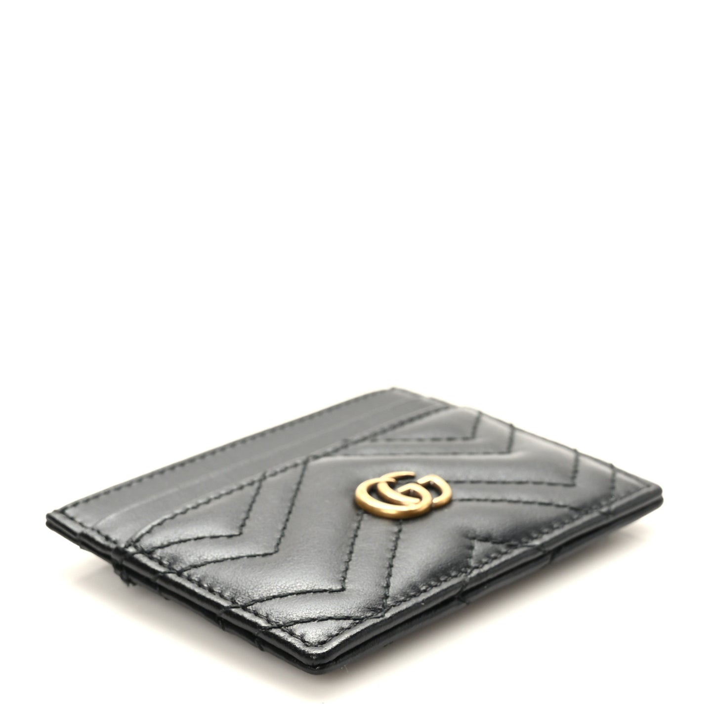Calfskin Matelasse GG Marmont Card Holder Black