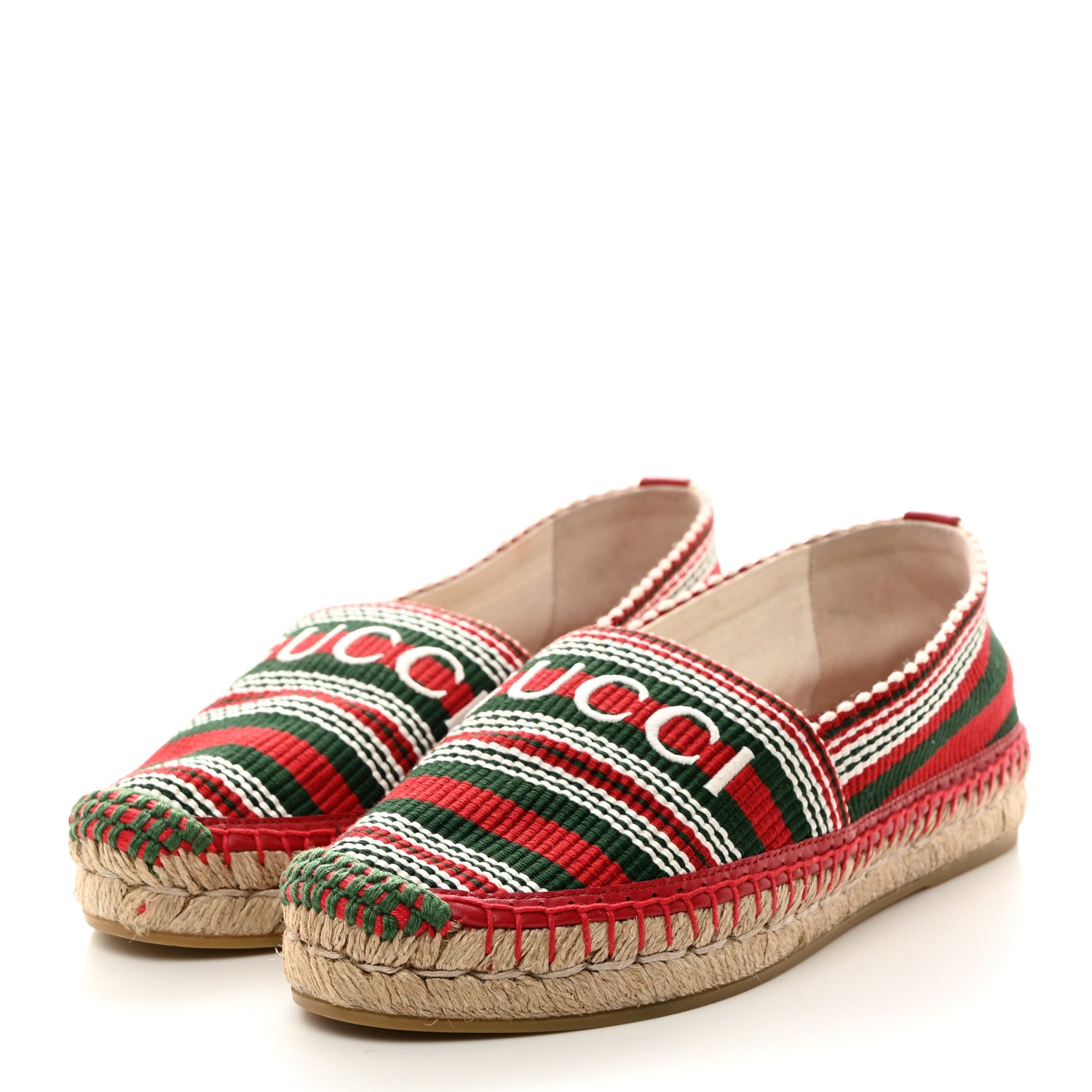 Gucci Canvas Stripe Sabela Womens Espadrilles 36 Red Green 3 of 9