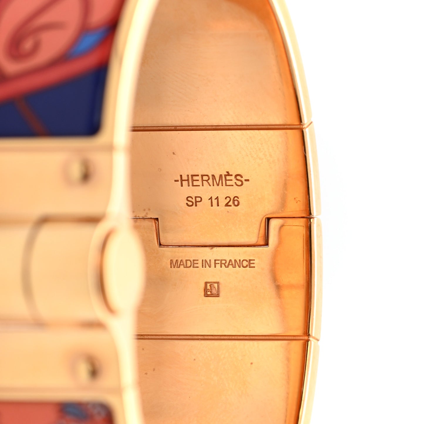 Enamel Printed Wide Coup De Fouet Au Bloc Hinged Bracelet M Rayon
