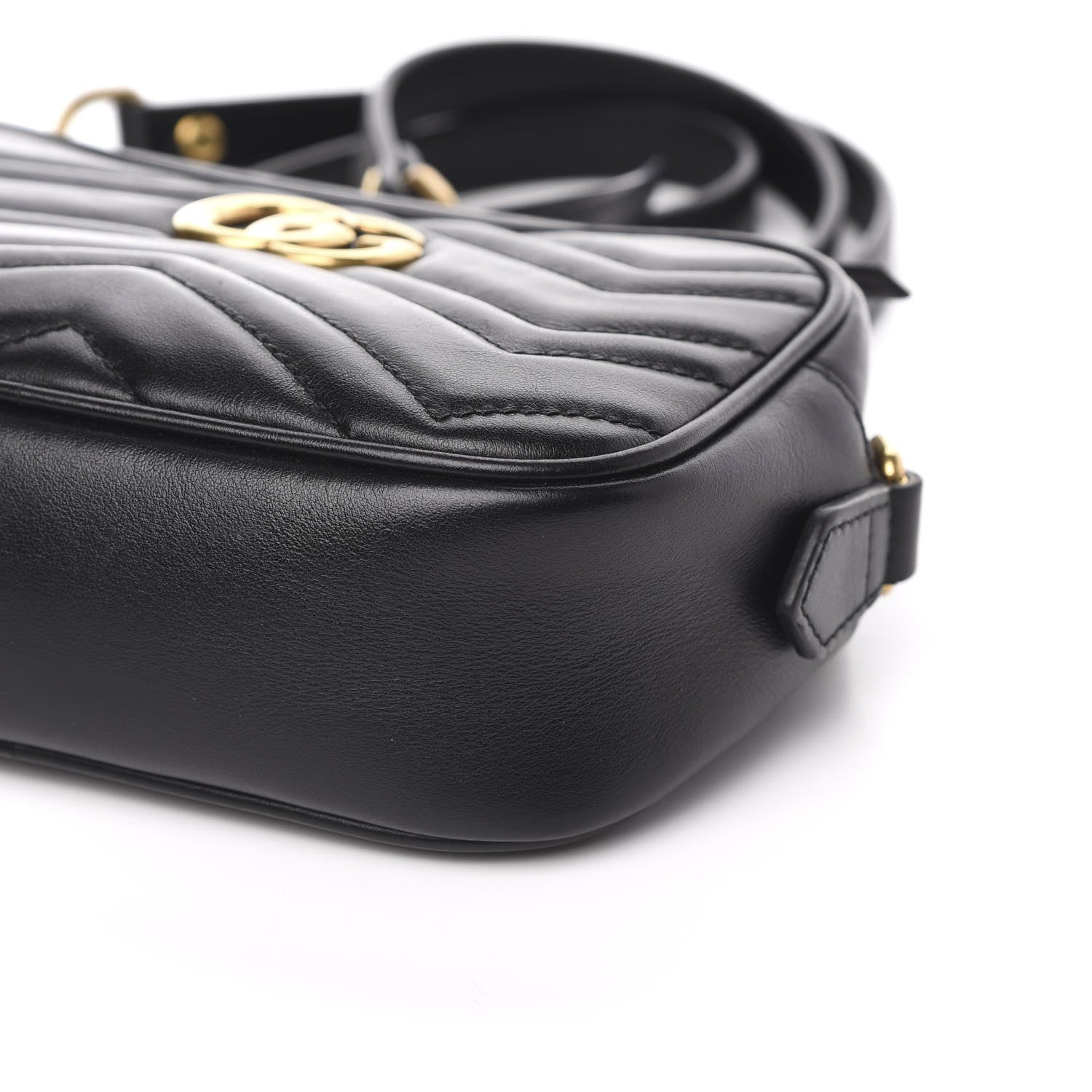 Gucci Calfskin Matelasse Mini GG Marmont Chain Shoulder Bag Black 10 of 12