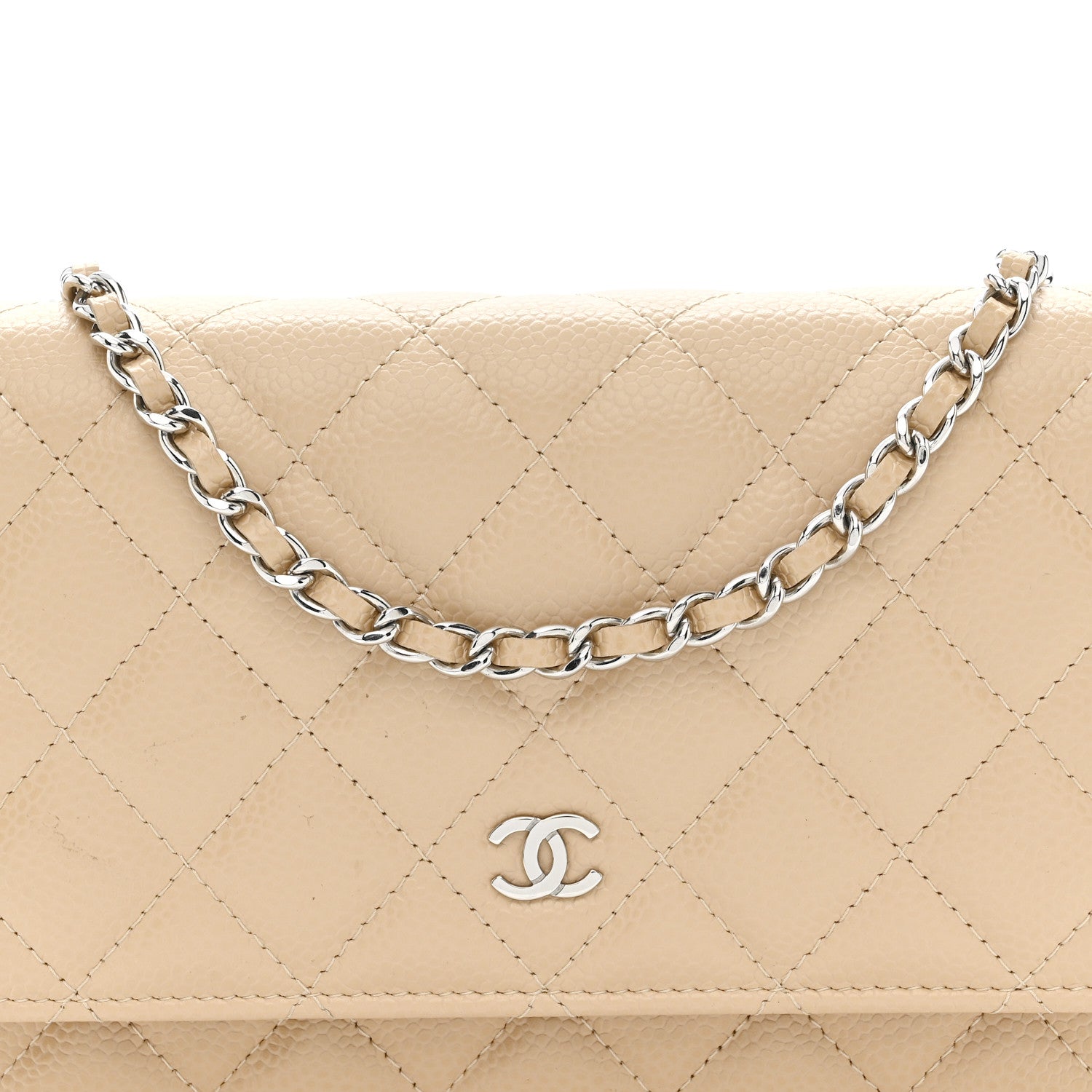 Chanel Caviar Quilted Wallet on Chain WOC Beige 9 of 12