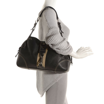 Prada Vitello Daino Stripe Shoulder Bag Nero Black 2 of 8