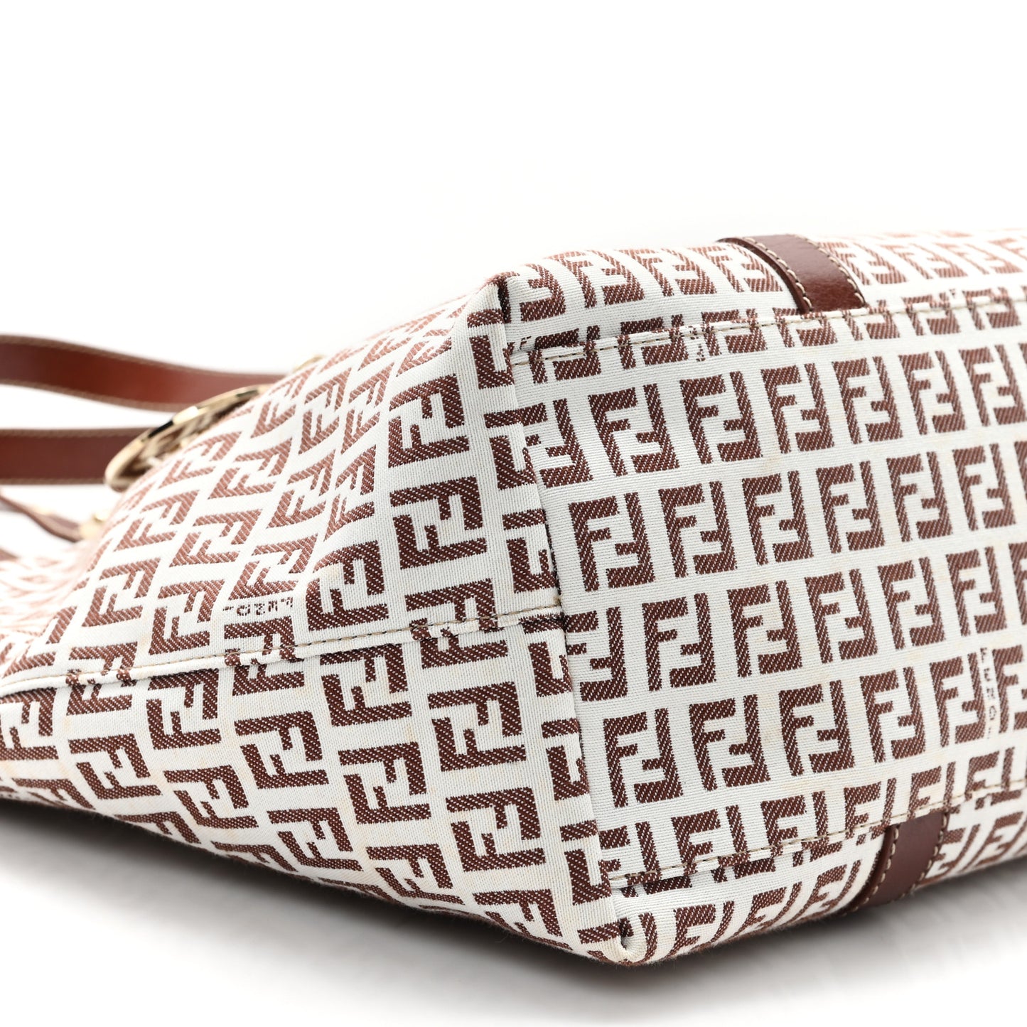 Zucchino Large Charm Shopping Tote White Brown