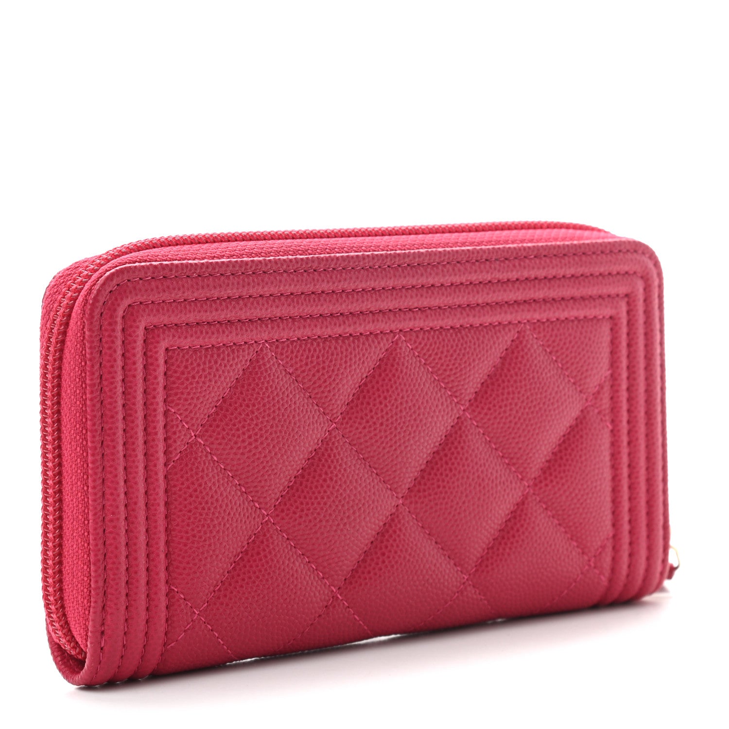 Chanel Caviar Quilted Small Boy Zip Around Wallet Fuchsia 3 of 8