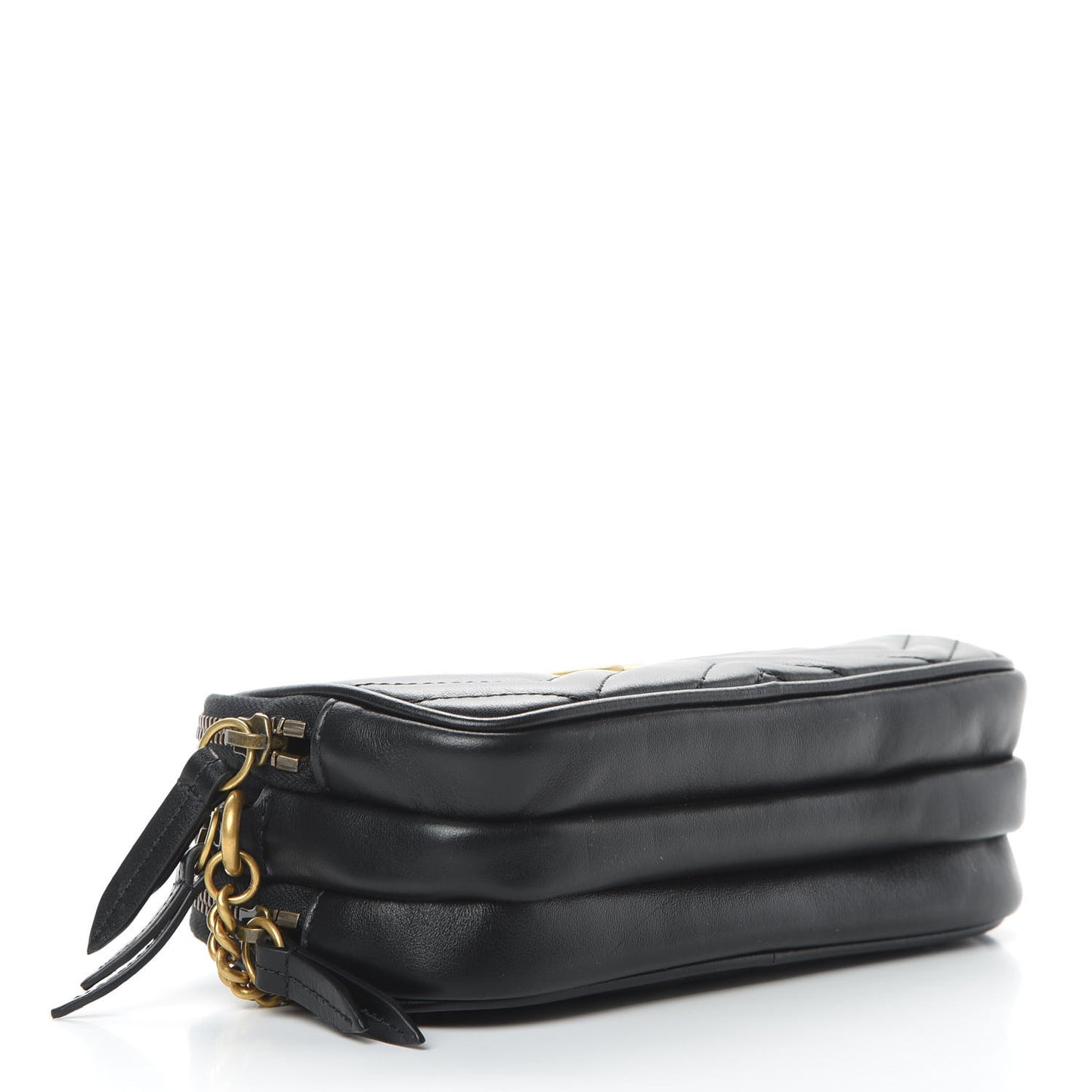 Calfskin Matelasse Mini GG Marmont Chain Crossbody Bag Black