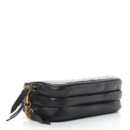 Gucci Calfskin Matelasse Mini GG Marmont Chain Crossbody Bag Black 4 of 13