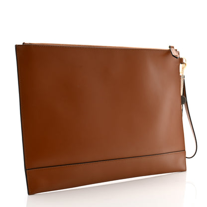 Fendi Vitello King Logo Embossed Large Flat Pouch Cuoio 3 of 7