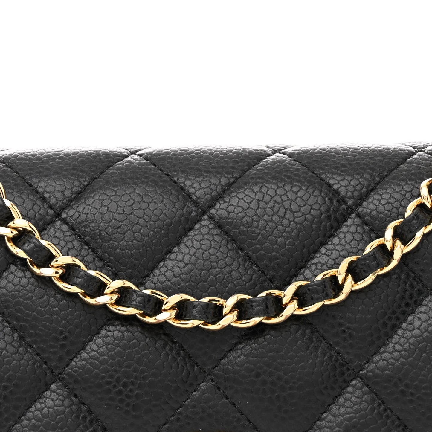 Caviar Quilted Wallet on Chain WOC Black