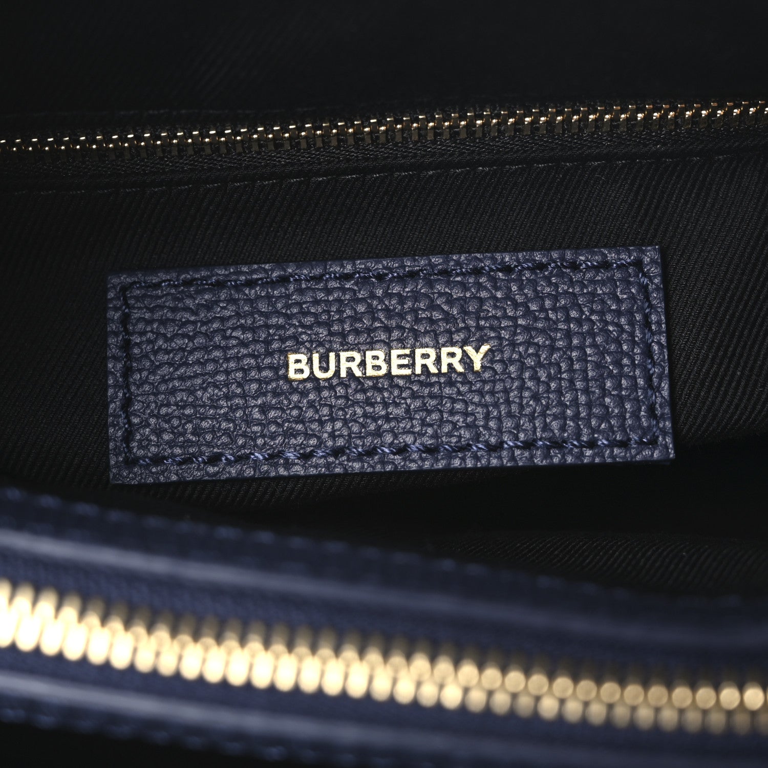Burberry Derby Calfskin House Check Medium Banner Tote Ink Blue 6 of 10